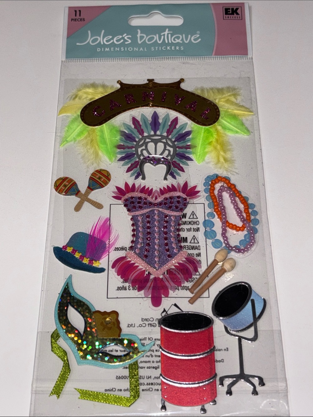 Jolee's Boutique Carnival Dimensional Stickers Carnival Feathered Mask & Costume